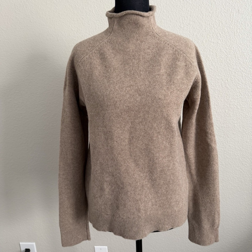 Frank And Oak Women's Large Mock Neck Sweater Merino Wool Yak Wool Brown Fall